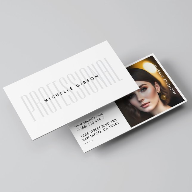 Carte De Visite Professionnel Blanc Simple Photo Minimale (Professional White Simple Photo Minimal Business Card
)