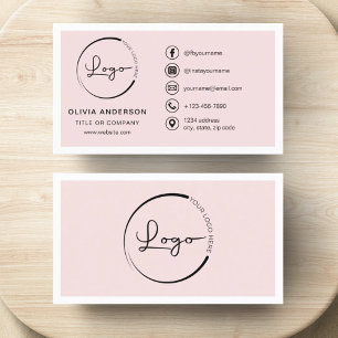 Carte De Visite Professionnel Blush Pink Business Logo Médias soci