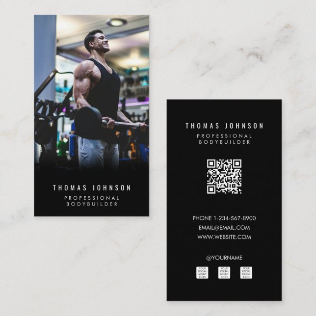 Carte De Visite Professionnel Bodybuilder Social Media Influencer (Devant / Derrière)