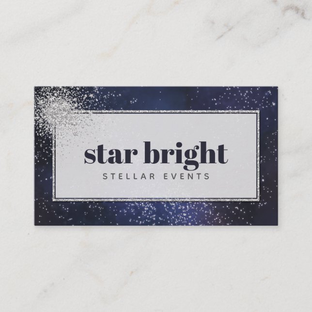 Carte De Visite Professionnel branché Marine & Silver Night Sky (Devant)