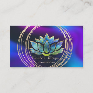 Carte De Visite Professionnel, Cercles d'or Lotus Dark Holographic