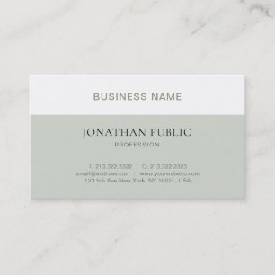 Carte De Visite Professionnel Chic Design Simple Beige Vert Blanc