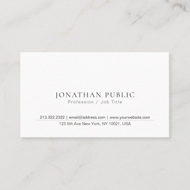 Carte De Visite Professionnel Chic Simple Design Moderne Plat (Devant)