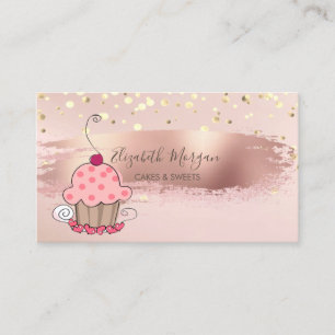 Carte De Visite Professionnel, Confettis Dorés, Cupcake à la Bross