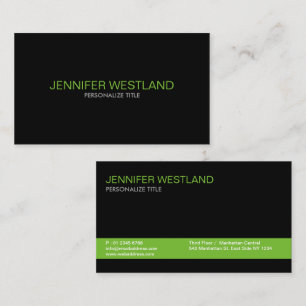Carte De Visite Professionnel de la ligne verte minimaliste noire