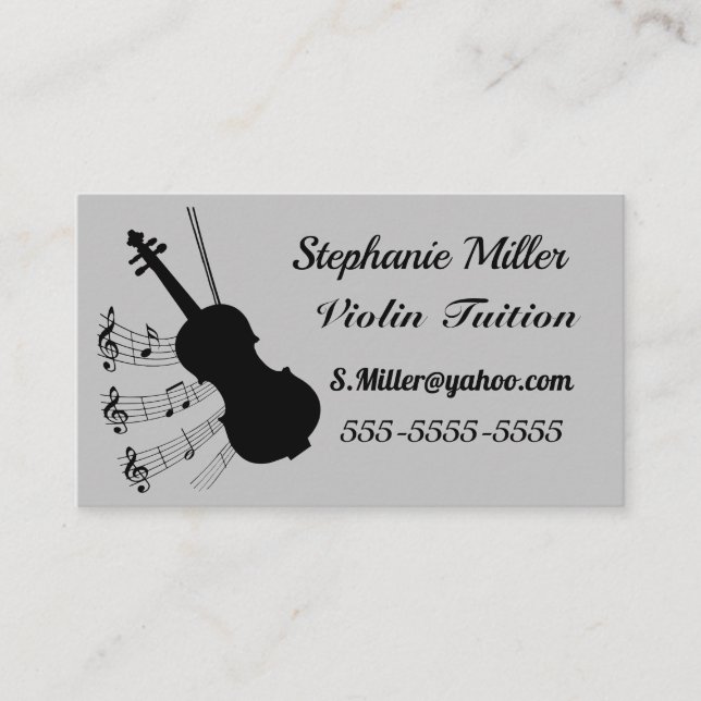Carte De Visite Professionnel de la musique. Violon. (Devant)