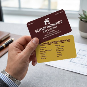 Carte De Visite Professionnel de la rénovation domiciliaire Marron