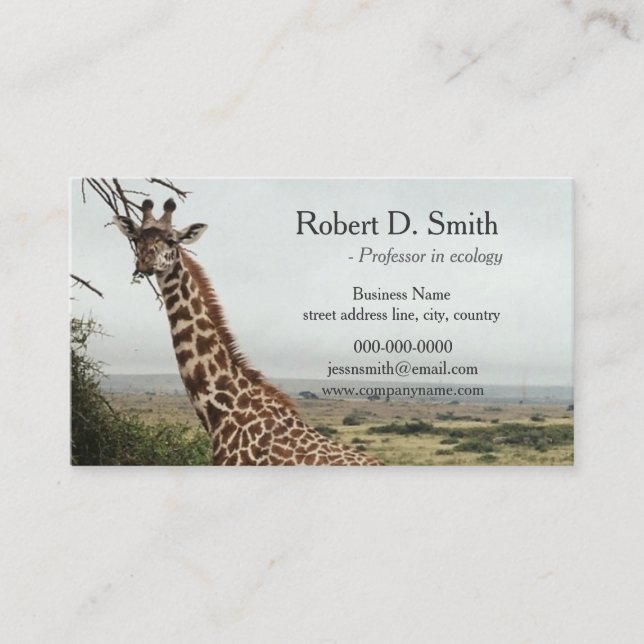 Carte De Visite Professionnel de la science de la girafe sauvage a (Devant)