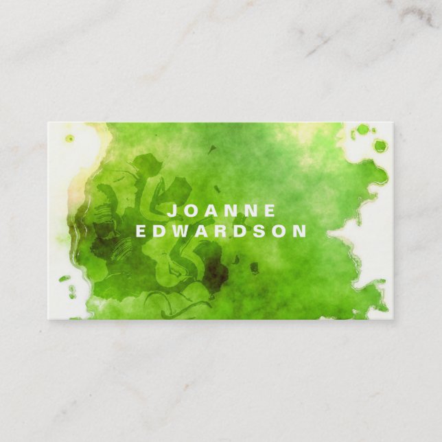 Carte De Visite Professionnel de l'aquarelle verte de citron vert (Devant)