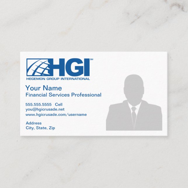 Carte De Visite Professionnel de services financiers de HGI (Devant)