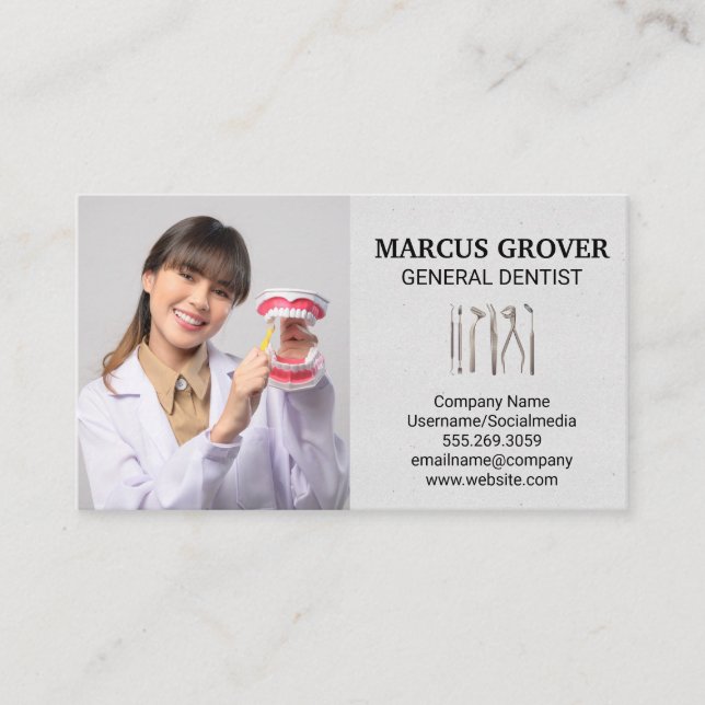 Carte De Visite Professionnel dentiste | Outils dentaires (Devant)