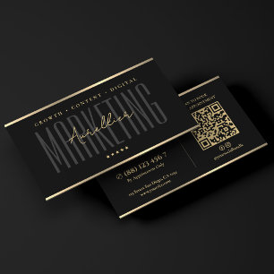 Carte De Visite Professionnel du marketing numérique Noir Faux Or