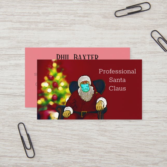carte de visite professionnel du Père Noël (Devant/Arrière en situation)