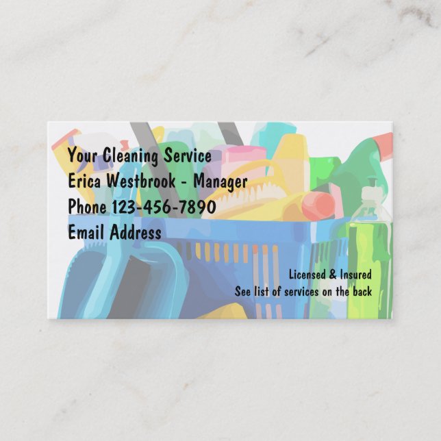 Carte De Visite Professionnel du service de nettoyage (Devant)