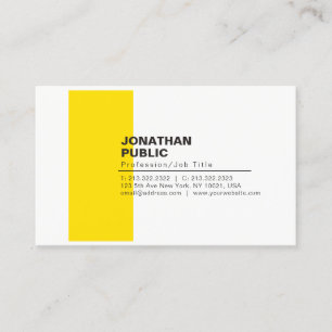 Carte De Visite Professionnel Élégant Créatif Blanc Jaune Plaine
