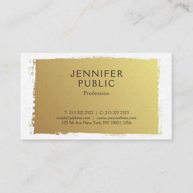 Carte De Visite Professionnel Elegant Gold Design Elite Luxe (Devant)