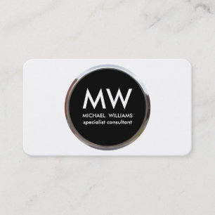 Carte De Visite Professionnel élégant métal cercle noir argent