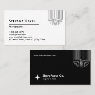 Carte De Visite Professionnel Élégant Minimaliste Noir Blanc