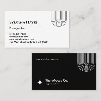 Carte De Visite Professionnel Élégant Minimaliste Noir Blanc