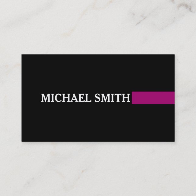Carte De Visite Professionnel élégant moderne Flirt Plain Noir (Devant)