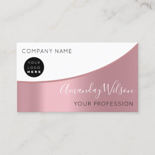Carte De Visite Professionnel Élégant Moderne Logo Rose Blanc