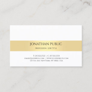 Carte De Visite Professionnel Élégant Moderne Minimaliste Or Blanc