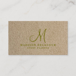 Carte De Visite Professionnel Élégant Moderne Monogramme Sable Bei