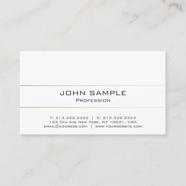 Carte De Visite Professionnel Élégant Moderne Plaine Or Deluxe (Devant)