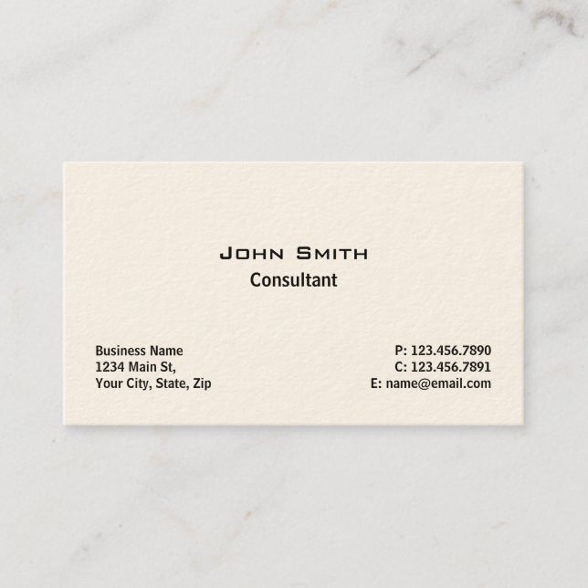 Carte De Visite Professionnel Élégant Moderne Plaine Simple Crème (Devant)