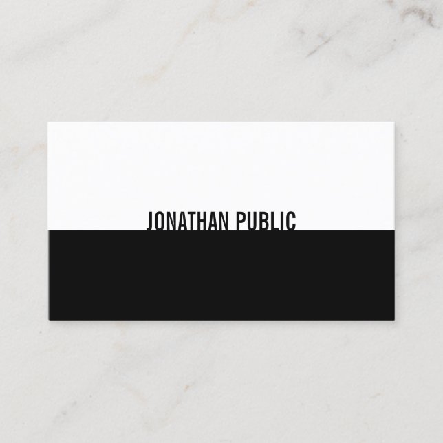 Carte De Visite Professionnel Élégant Noir Et Blanc Simple Plain (Devant)