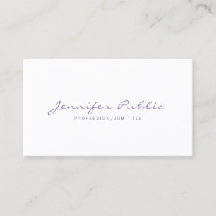Carte De Visite Professionnel Élégant Violet Blanc Simple Plain