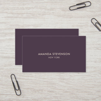 Carte De Visite Professionnel élégant violet profond et beige