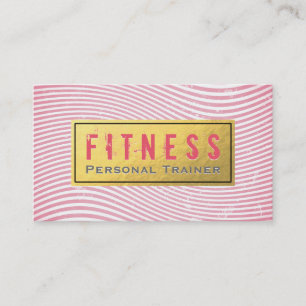 Carte De Visite Professionnel Fitness Personal Trainer Pink & Gold