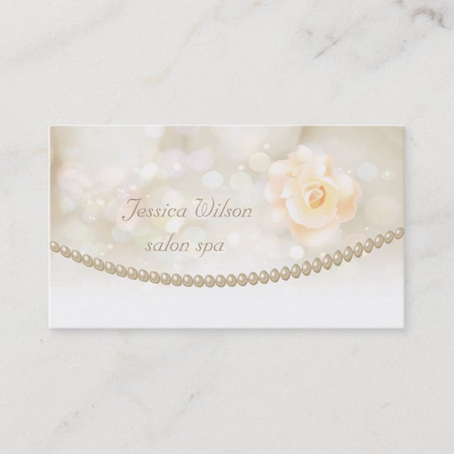 Carte De Visite Professionnel glamour élégant rose de perles de bo (Devant)