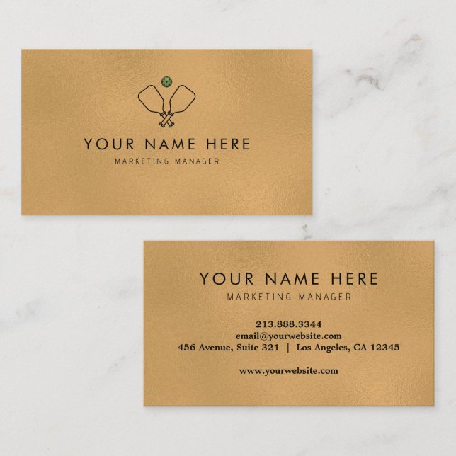 carte de visite professionnel Gold noir Pickleball (Devant / Derrière)