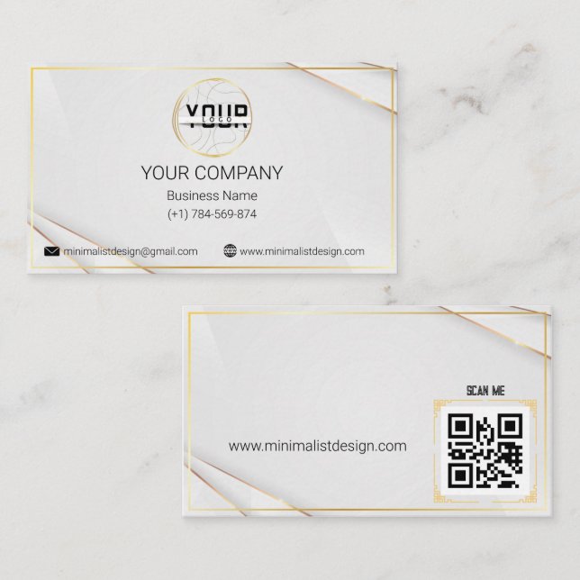 Carte de visite professionnel Golden Design QR Cod (Devant / Derrière)