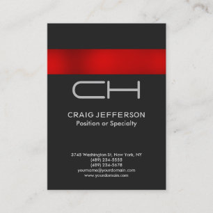Carte de visite professionnel Gray Red Monogram