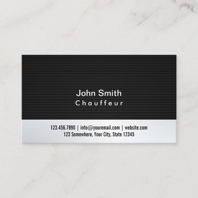 Carte de visite professionnel gris métal Chauffeur (Devant)