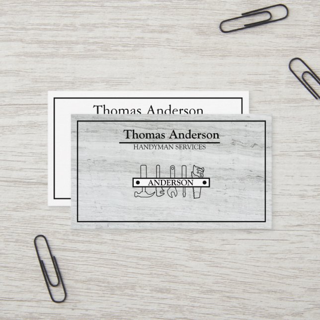 Carte De Visite Professionnel Handyman Réparation à domicile Busin (Devant/Arrière en situation)