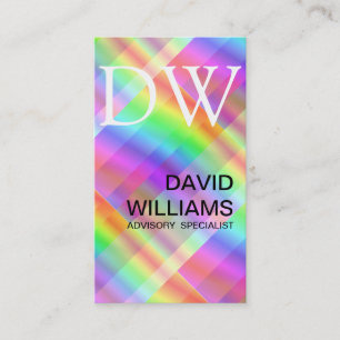 CARTE DE VISITE PROFESSIONNEL HOLOGRAMME IRIDESCENT ÉLÉGANT BLAN