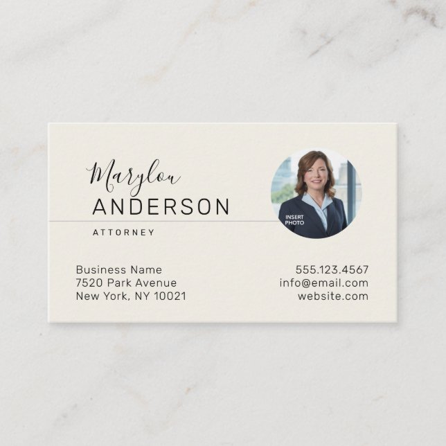 Carte De Visite Professionnel (INSÉRER UNE PHOTO) UNISEX - (Devant)