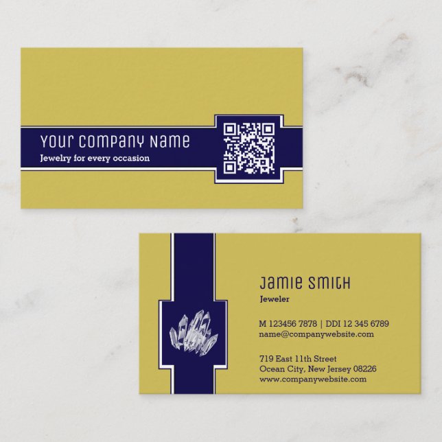 Carte de visite professionnel Jaune & Joyer Bleu (Devant / Derrière)