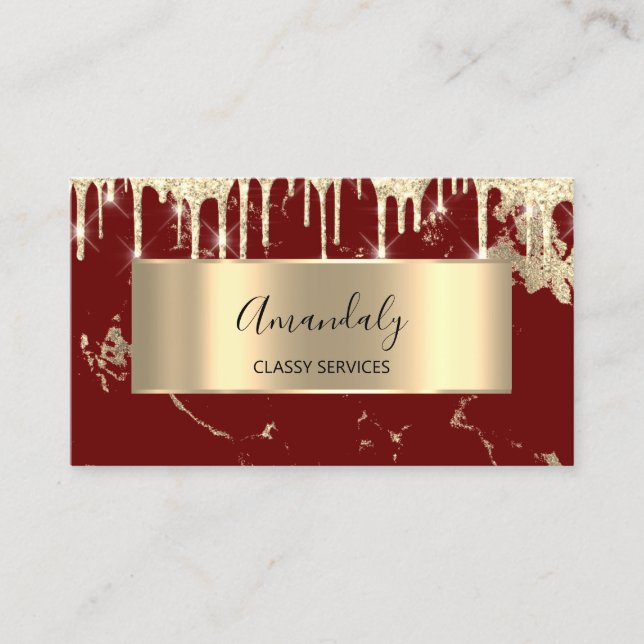 Carte De Visite Professionnel Luxe Gold Royal Marble Burgund Drift (Devant)