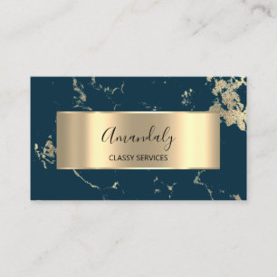 Carte De Visite Professionnel Luxe Gold Royal Marble Turquoise VIP