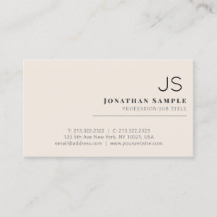 Carte De Visite Professionnel minimaliste Beige Monogramme