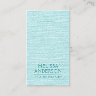 Carte De Visite Professionnel minimaliste vertical en lin bleu Aqu