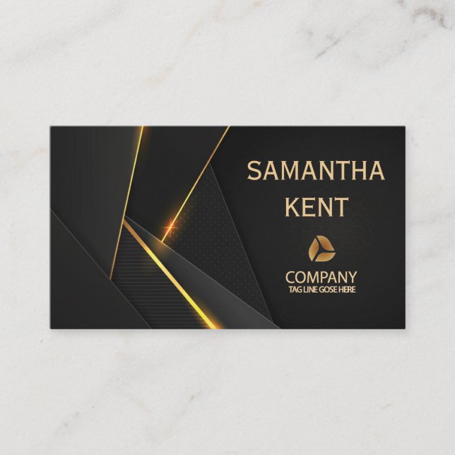 Carte de visite professionnel moderne Black & Gold (Devant)