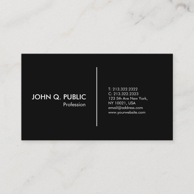 Carte De Visite Professionnel moderne blanc noir simple simple (Devant)