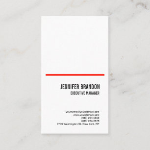 Carte De Visite Professionnel moderne blanc rouge simple