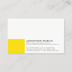 Carte De Visite Professionnel Moderne Créatif Jaune Blanc Plaine